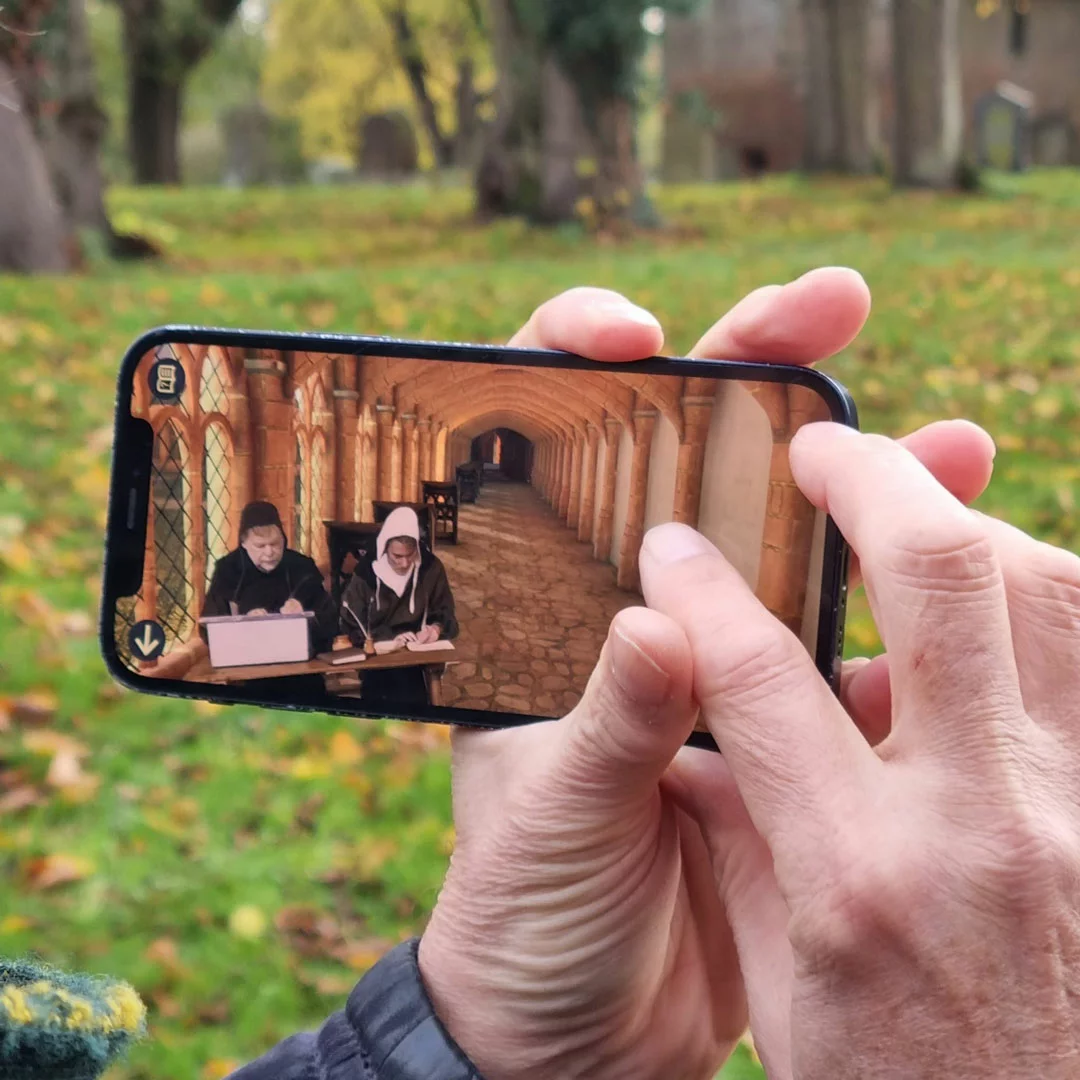 Reconstructed medieval cloister scene in Kenilworth Revealed