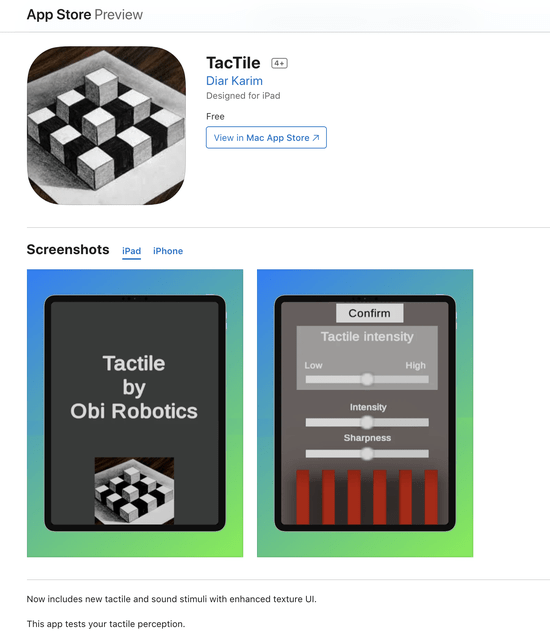Tactile iPhone experiment